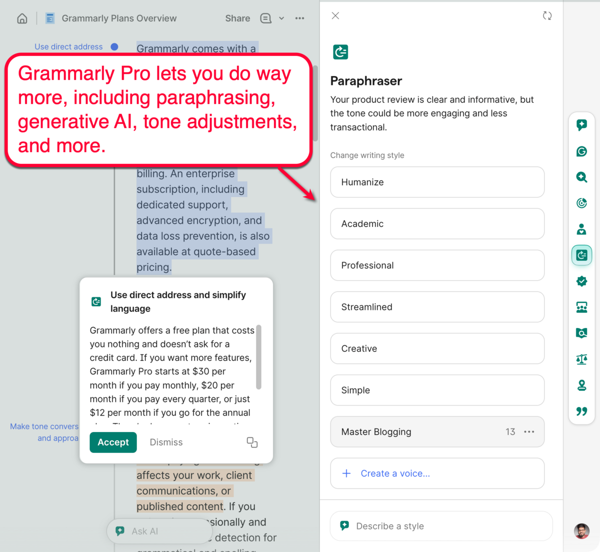 Grammarly Pro Paraphraser