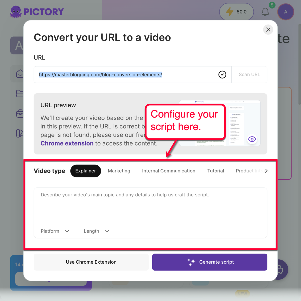 URL to Video Settings