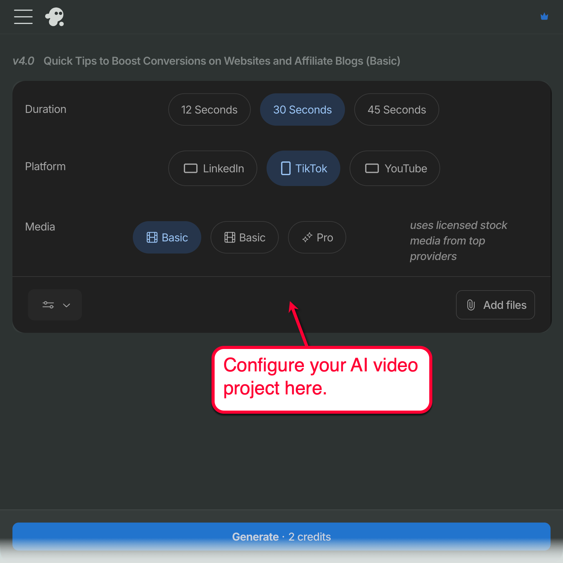 Invideo Generative AI Settings