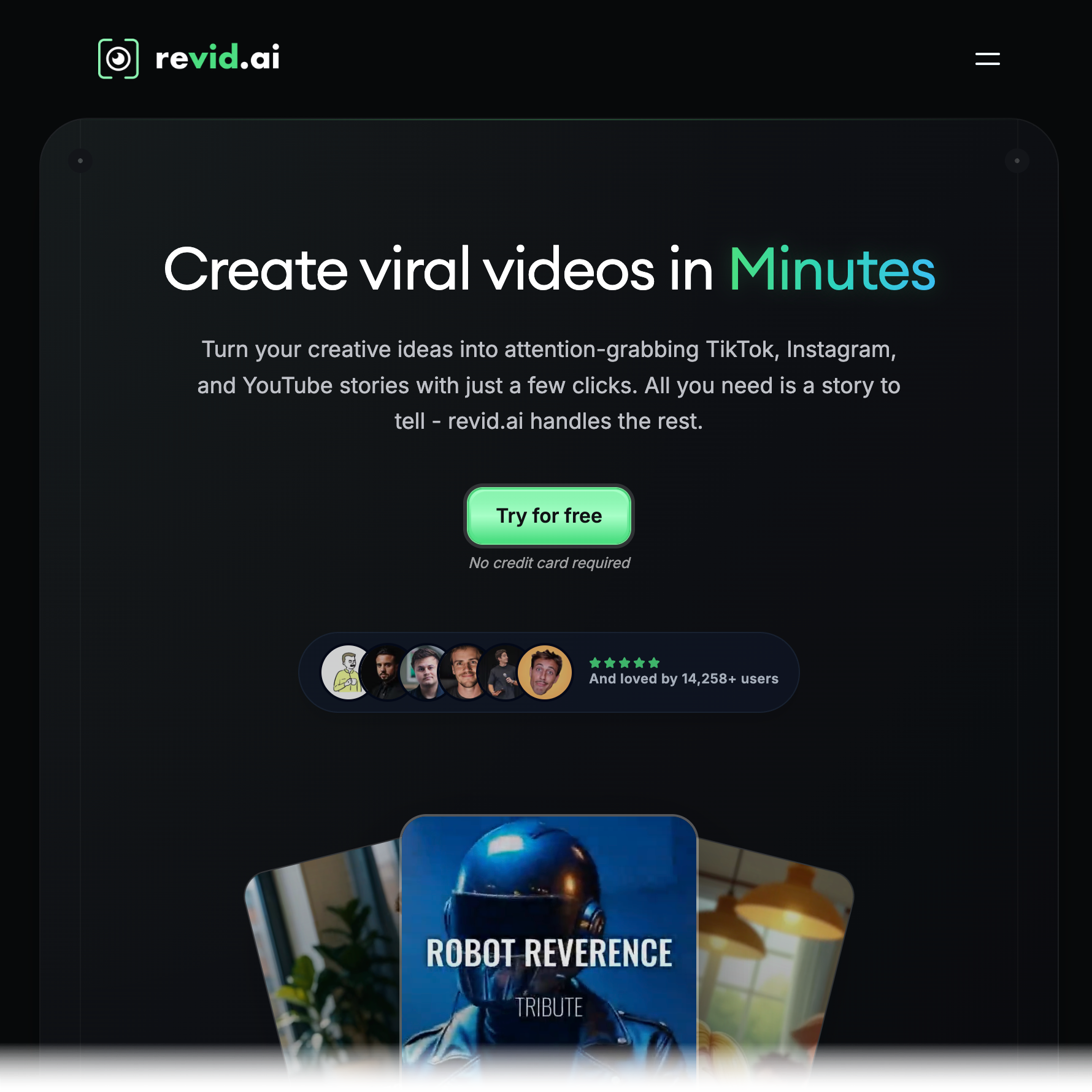 Revid.ai Homepage